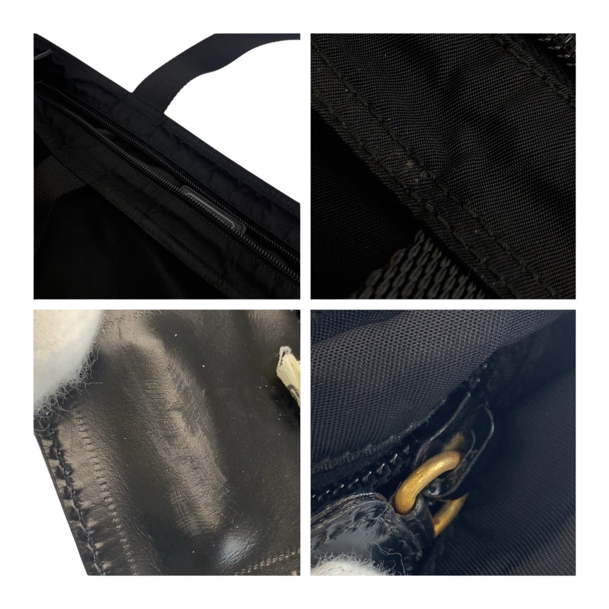 Prada Tote Bag Nylon Black Goldmetal Test Triangle With Logo