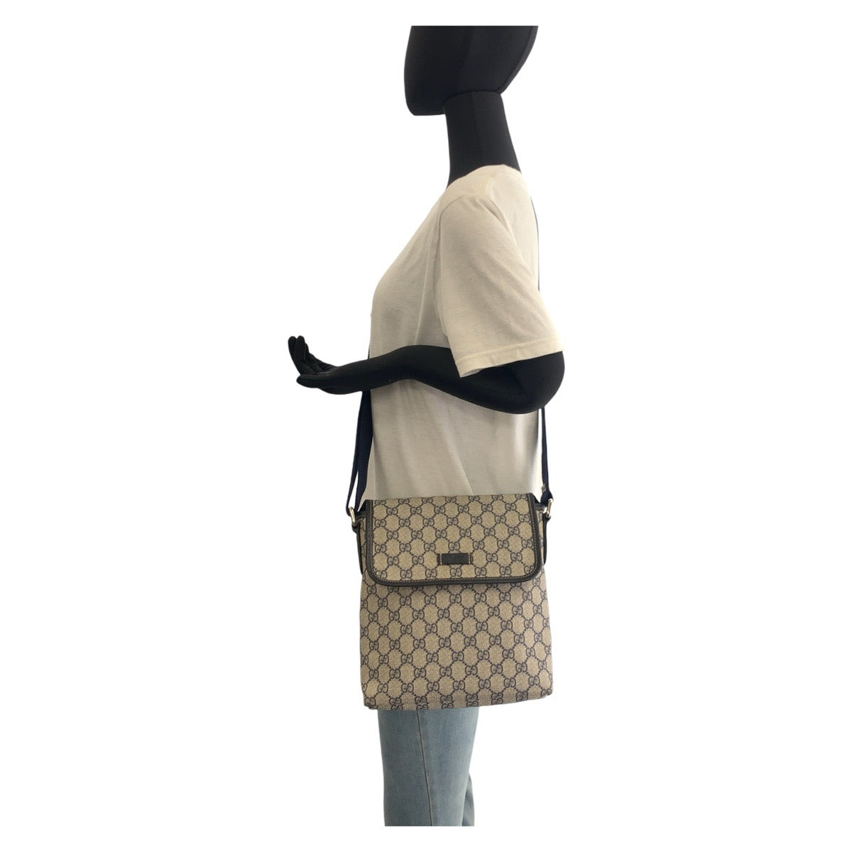 Gucci Shoulder Bag 223666 Gg Supreme Canvas Gray