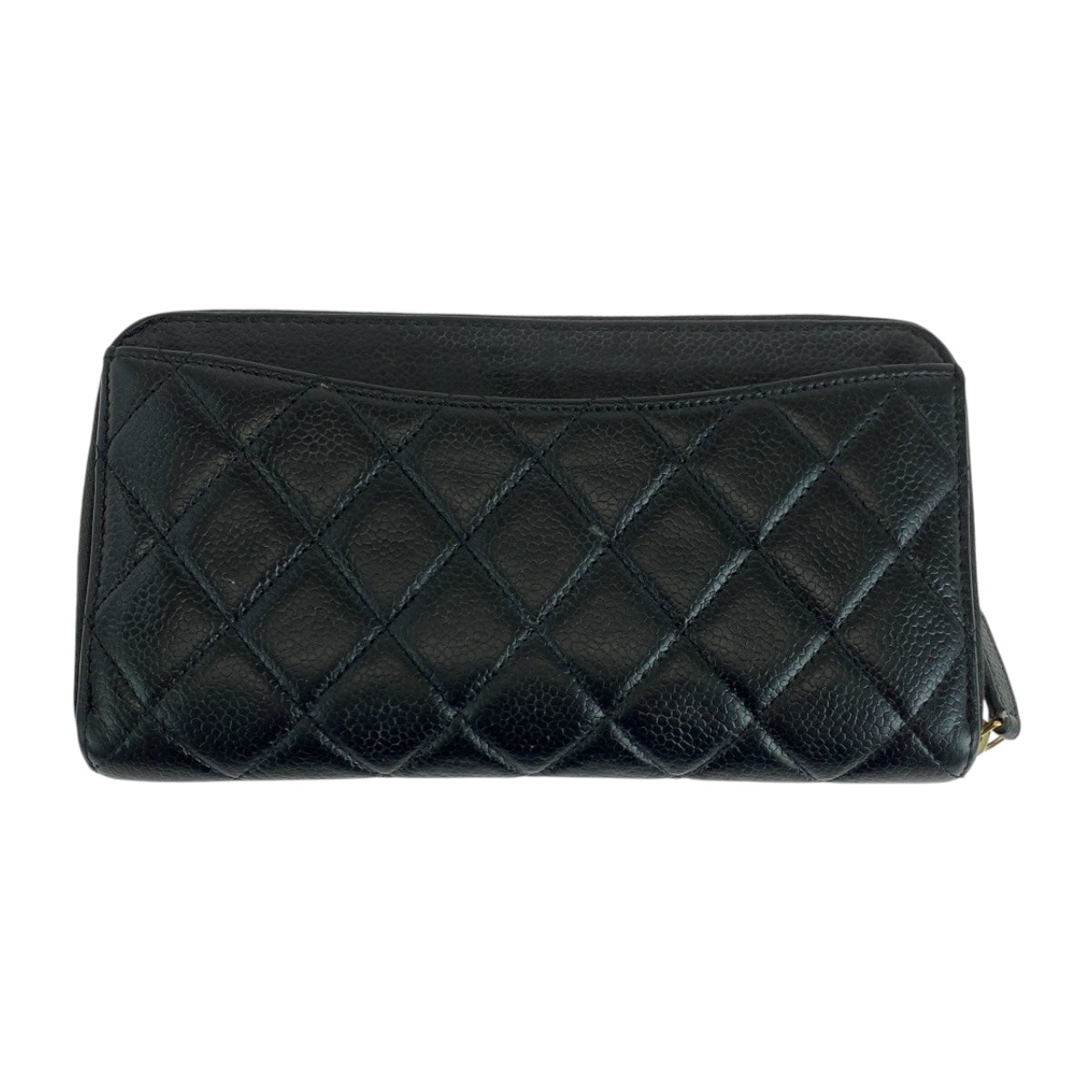 Chanel Long Wallet Purse Caviar Skin Black Goldmetal Matrasse Coco Mark