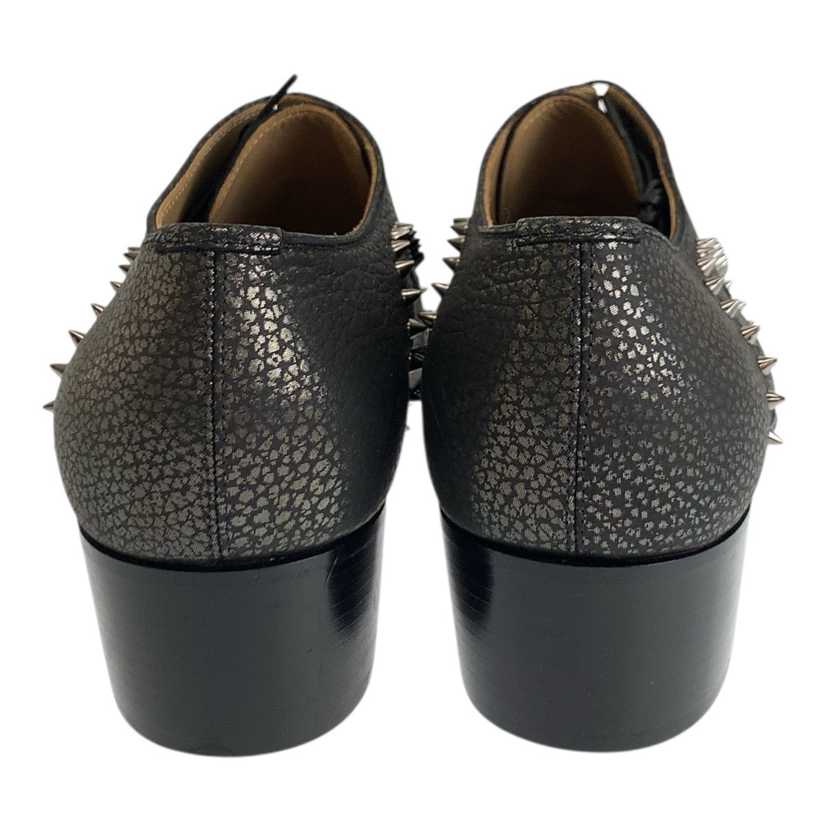Christian Louboutin Dress Shoes Leather Metallic Brown Silvermetal Eaton Studs 40