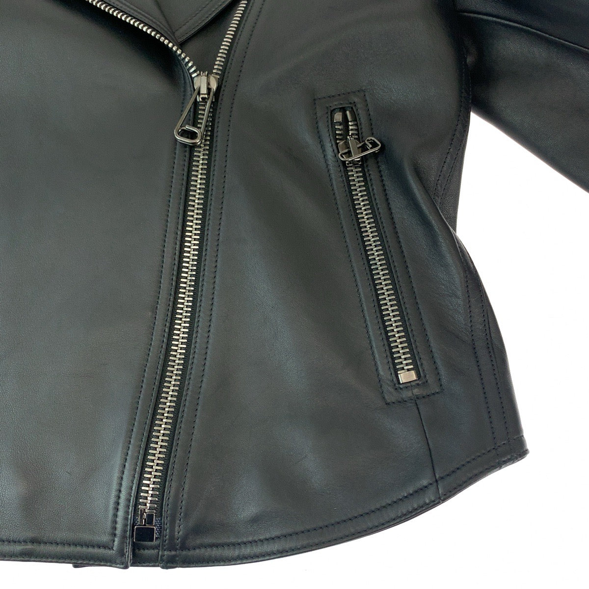 Fendi Riders Jacket Lambskin Black Zucca Pattern 36