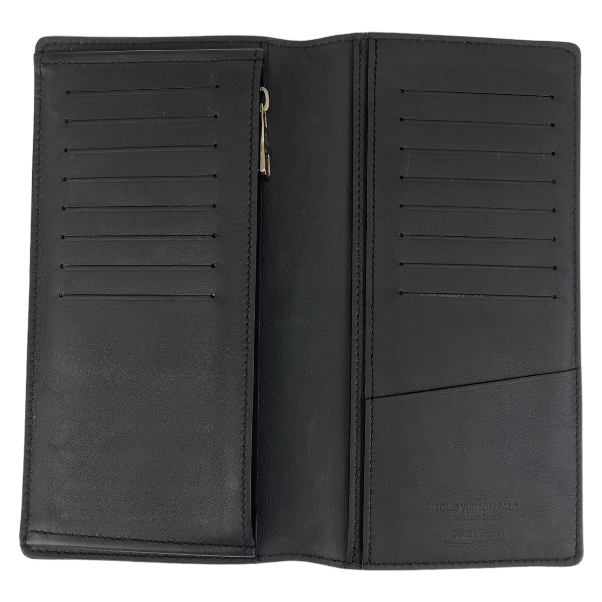 Louis Vuitton Long Wallet Purse M83190 Leather Black Silver Metal Brazon Portefeuille Braza
