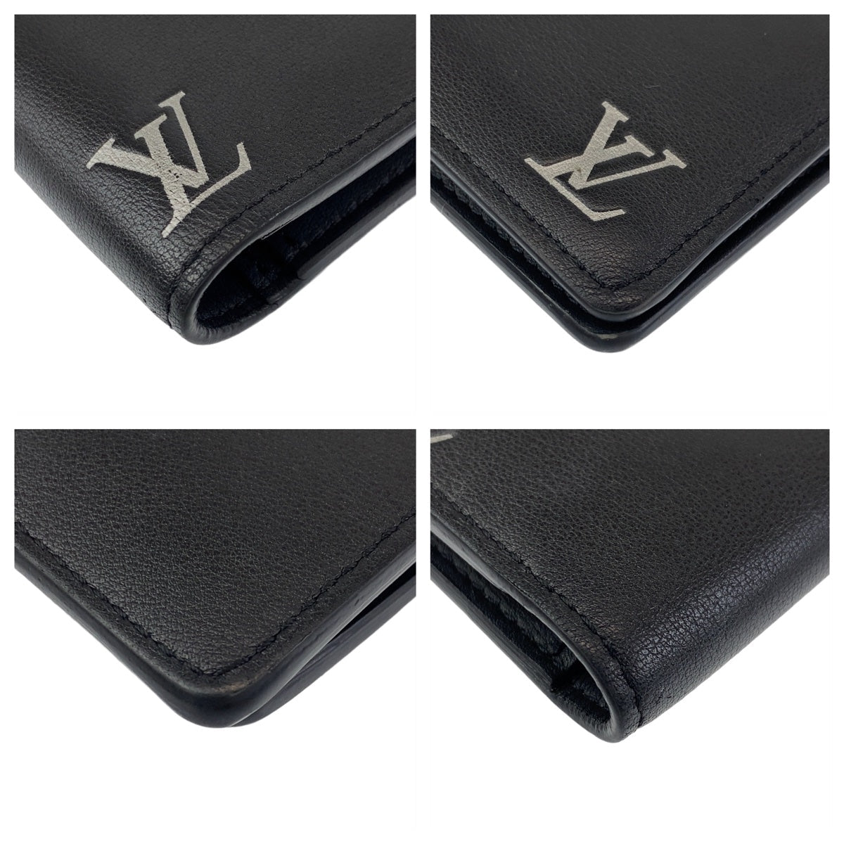 Louis Vuitton Long Wallet Purse M83190 Leather Black Silver Metal Brazon Portefeuille Braza