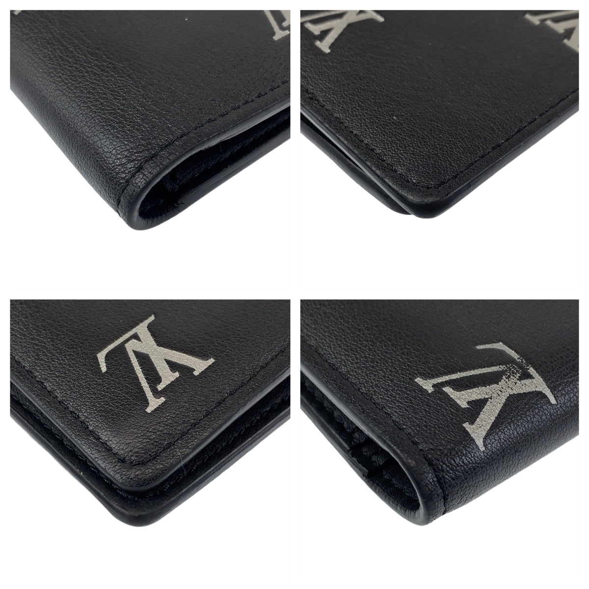 Louis Vuitton Long Wallet Purse M83190 Leather Black Silver Metal Brazon Portefeuille Braza