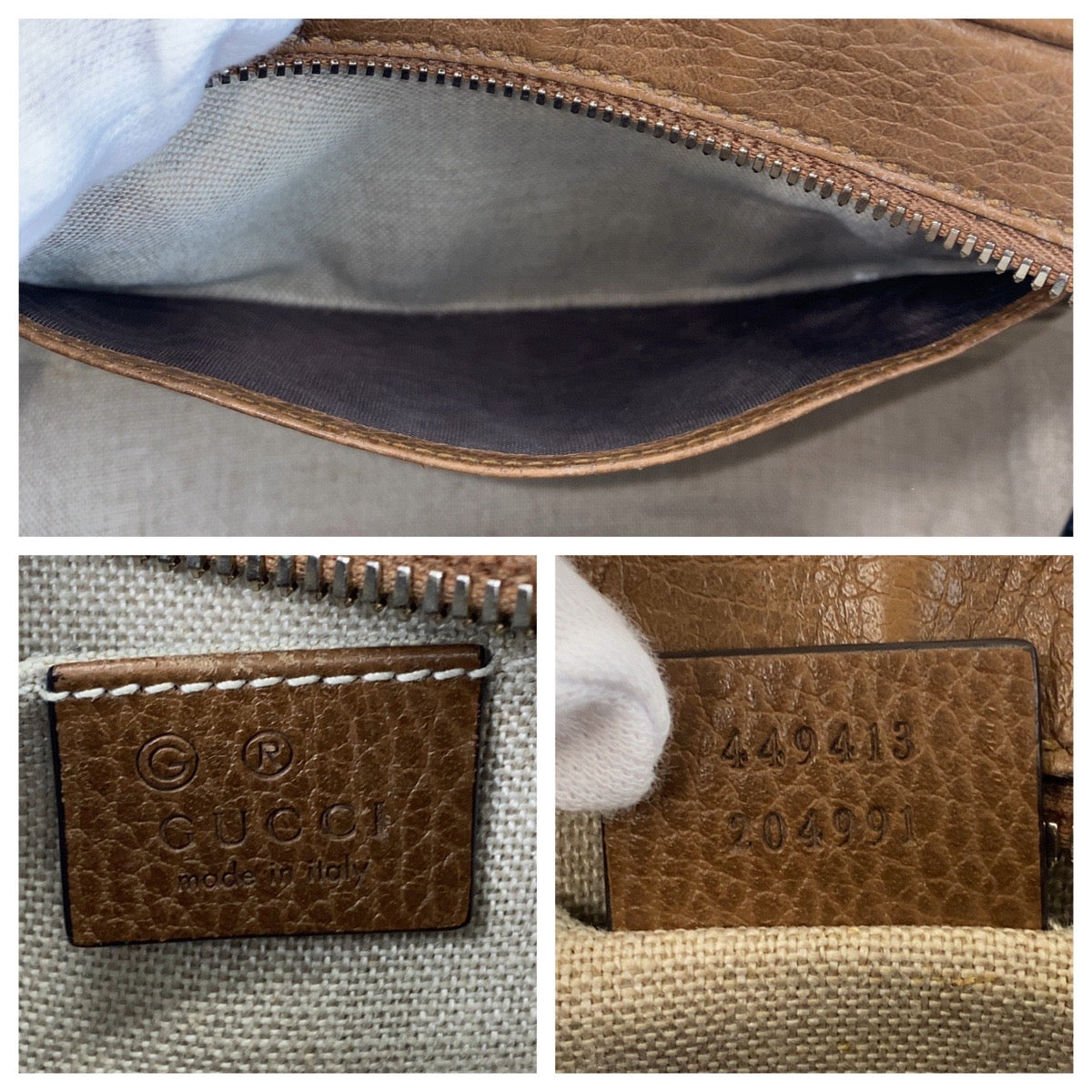 Gucci Shoulder Bag 449413 Gg Canvas Brown Gold Metal