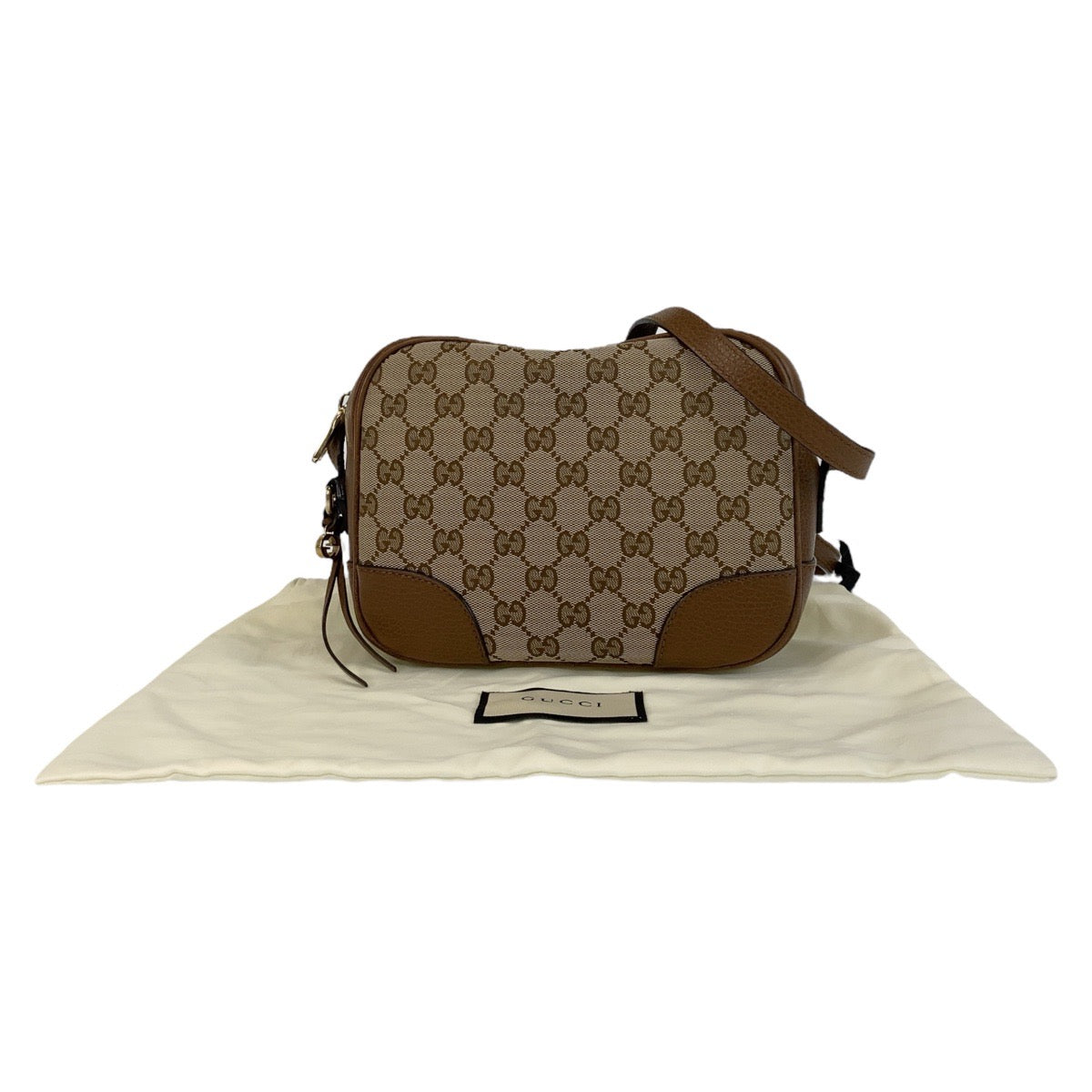 Gucci Shoulder Bag 449413 Gg Canvas Brown Gold Metal