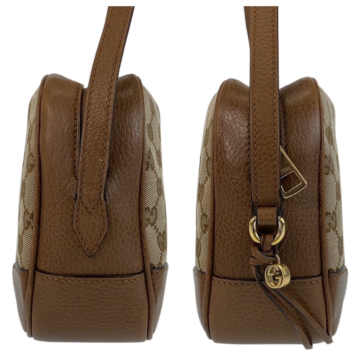 Gucci Shoulder Bag 449413 Gg Canvas Brown Gold Metal