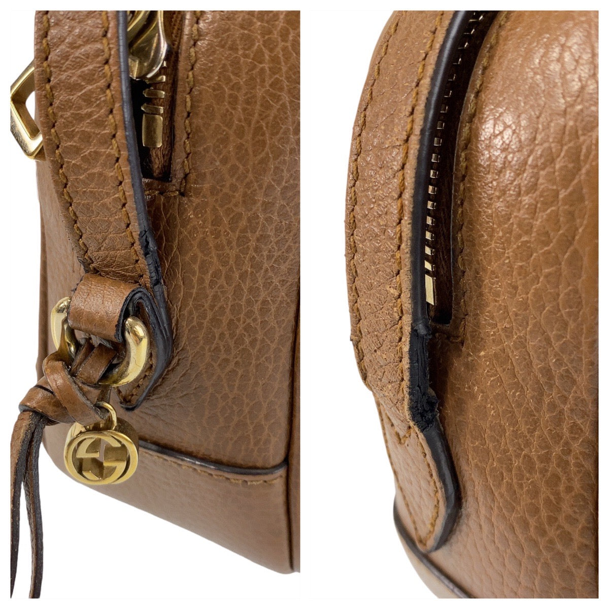 Gucci Shoulder Bag 449413 Gg Canvas Brown Gold Metal