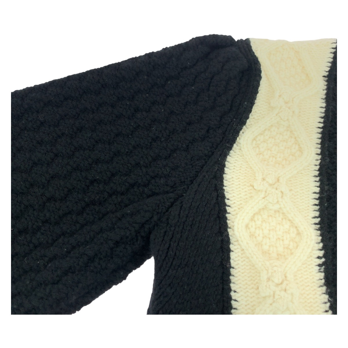Chanel Knit P70976K10191 Wool Two-Tone (Black) Coco Mark 34