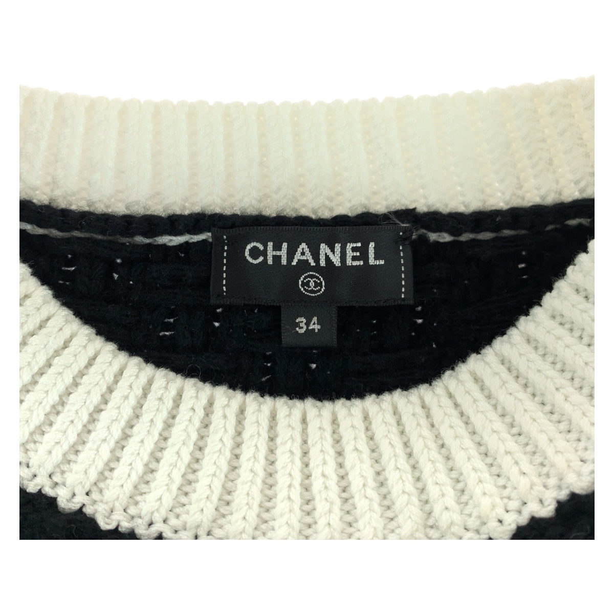 Chanel Knit P70976K10191 Wool Two-Tone (Black) Coco Mark 34
