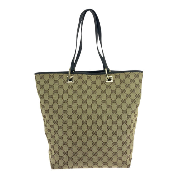 Gucci Tote Bag 002 1098 Gg Canvas Beige Brown Gold Metal