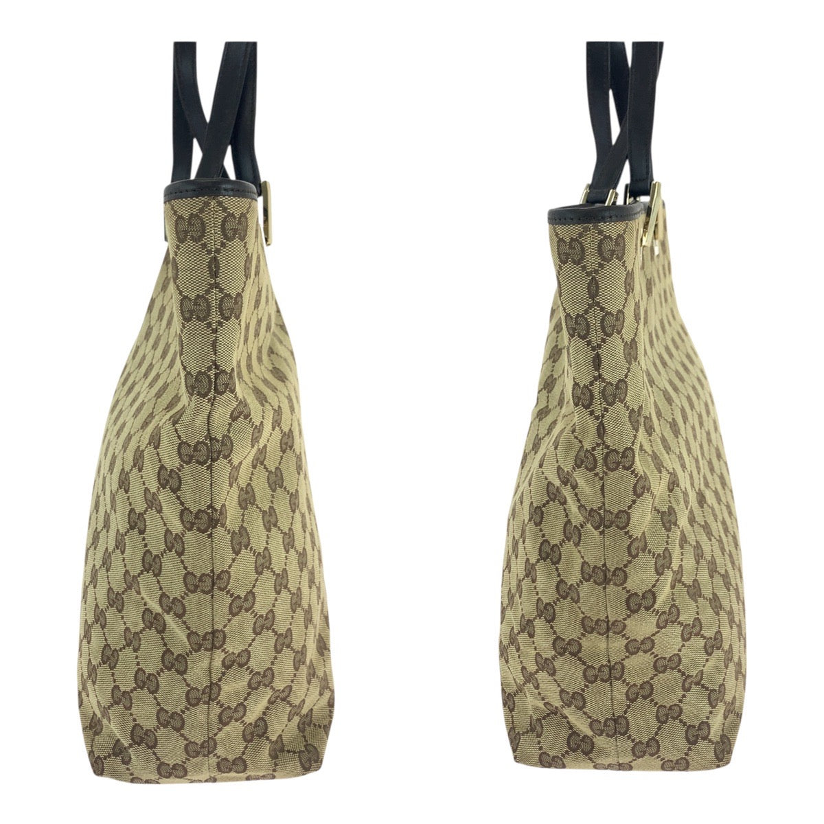 Gucci Tote Bag 002 1098 Gg Canvas Beige Brown Gold Metal