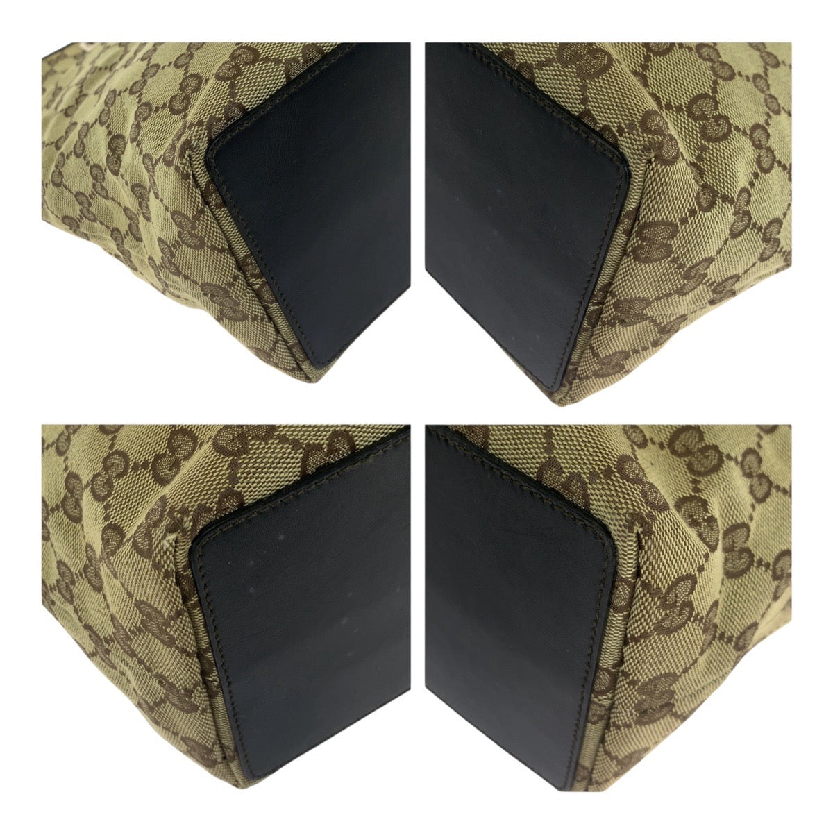 Gucci Tote Bag 002 1098 Gg Canvas Beige Brown Gold Metal