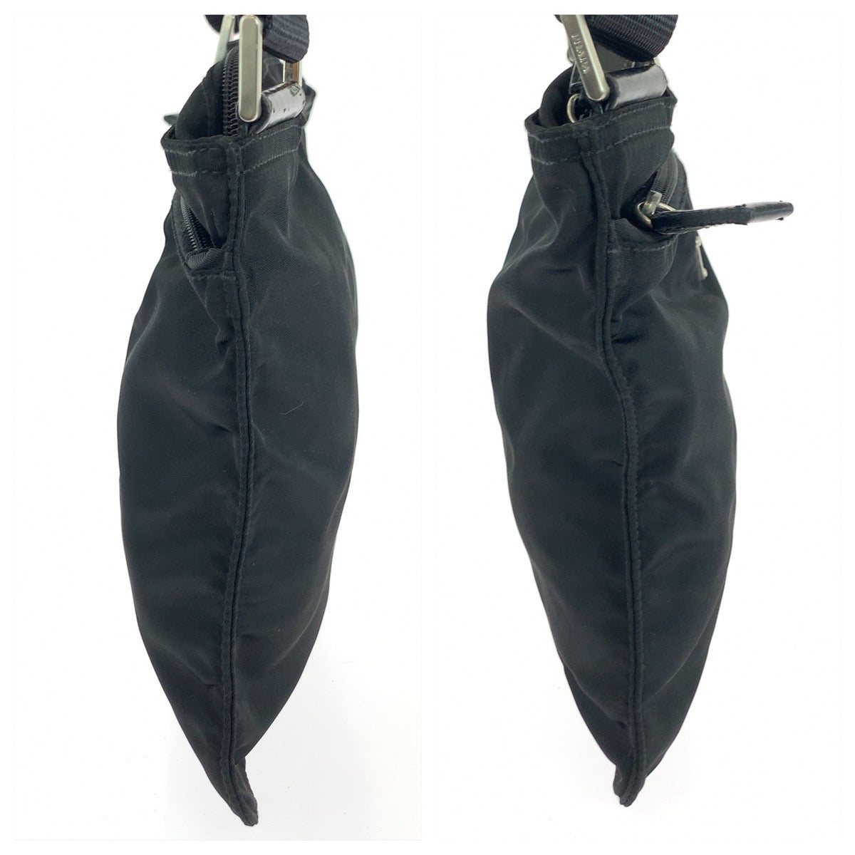 Prada Shoulder Bag Nylon Black Silvermetal Test Triangle With Logo