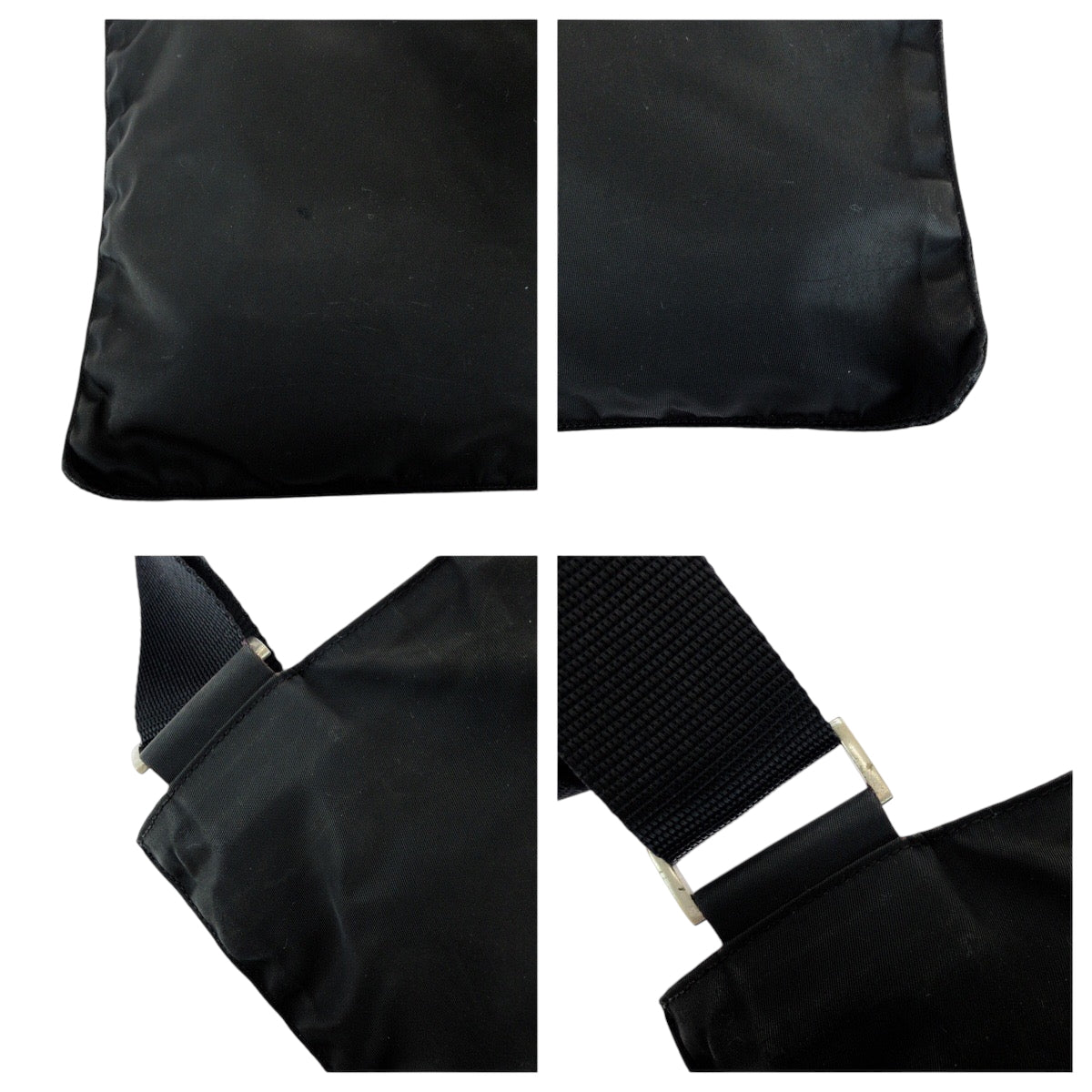 Prada Shoulder Bag Nylon Black Silvermetal Test Triangle With Logo