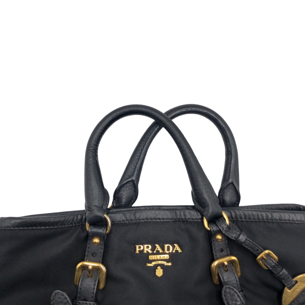 Prada Shoulder Bag Nylon Black Goldmetal Test