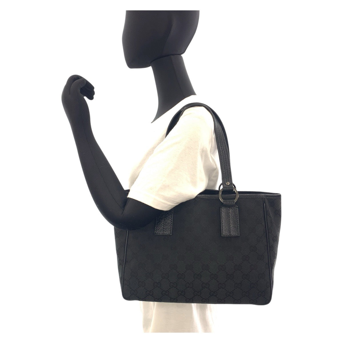 Gucci Tote Bag 113019 Gg Canvas Black Silvermetal