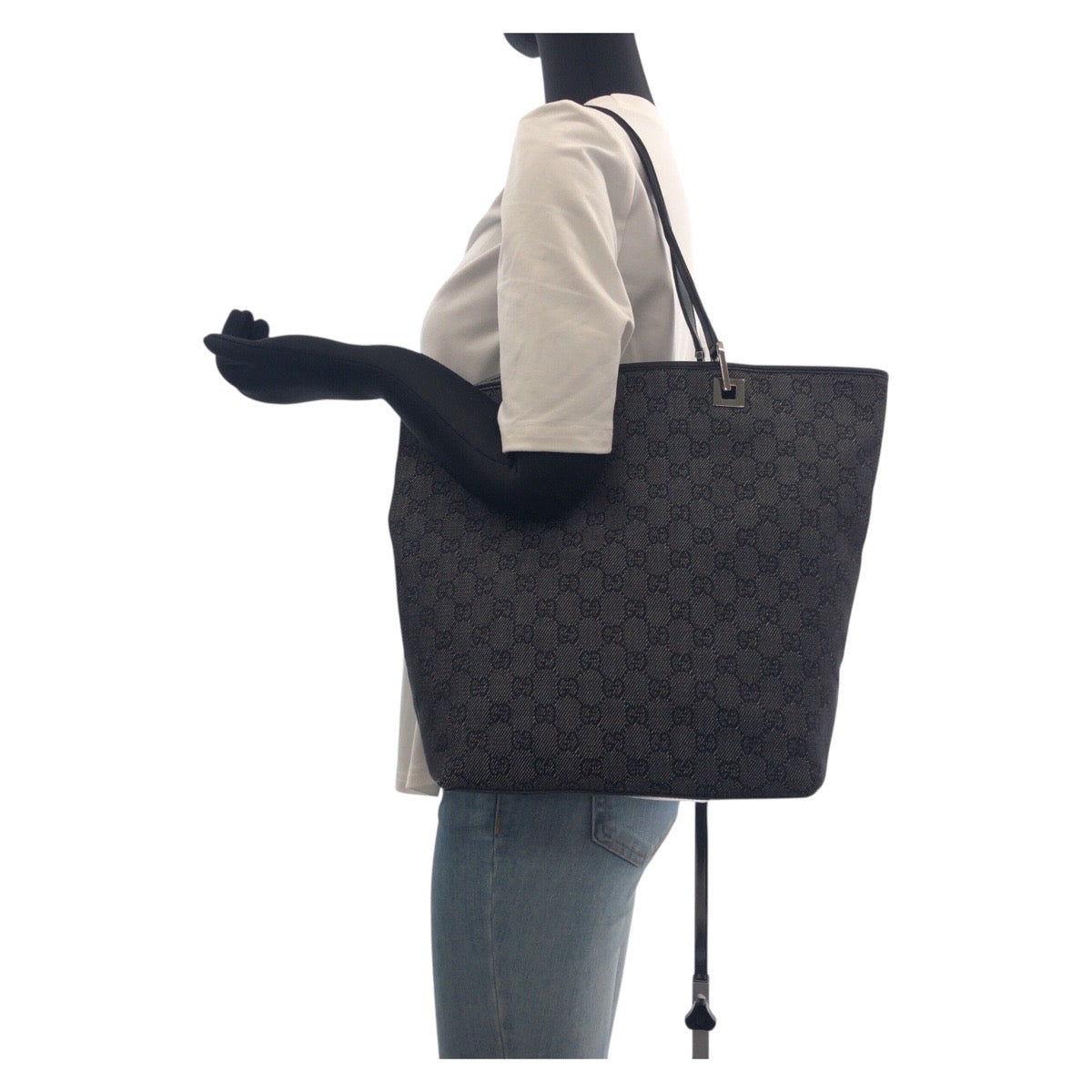 Gucci Tote Bag 31243 Gg Canvas Black Silvermetal