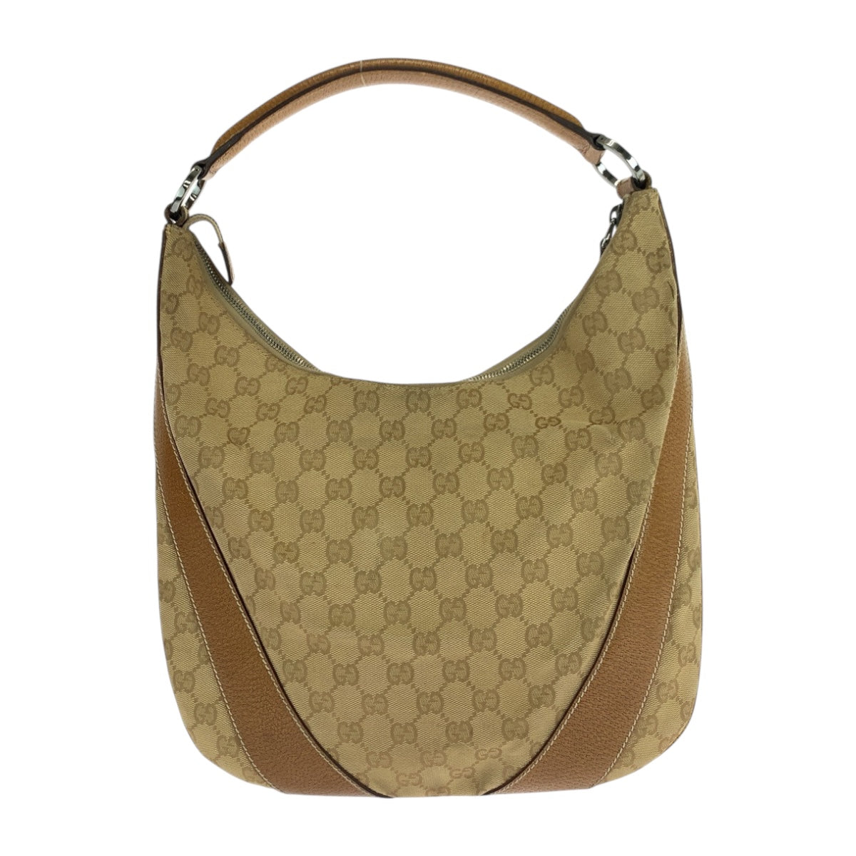 Gucci Shoulder Bag 124357 Gg Canvas Beige Camel Silvermetal