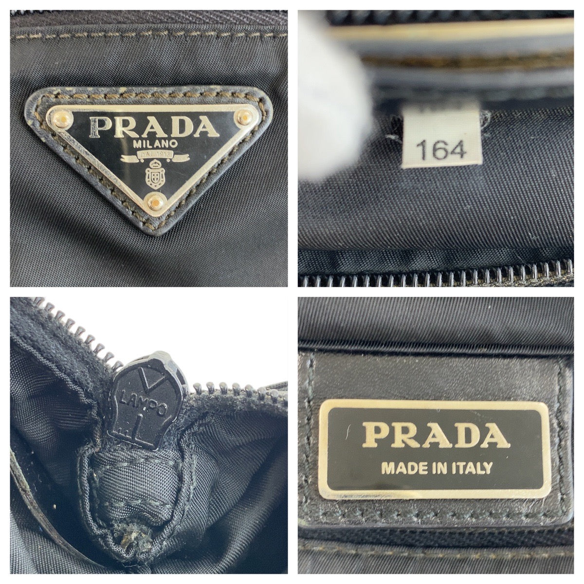 Prada Shoulder Bag Nylon Black Silvermetal Test Triangle With Logo