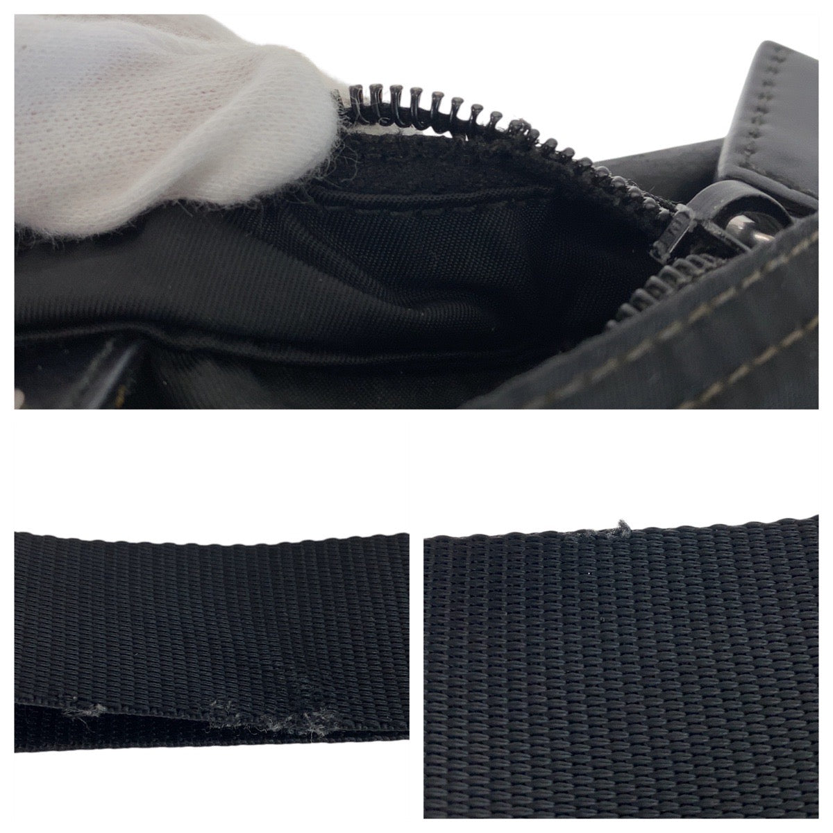 Prada Shoulder Bag Nylon Black Silvermetal Test Triangle With Logo