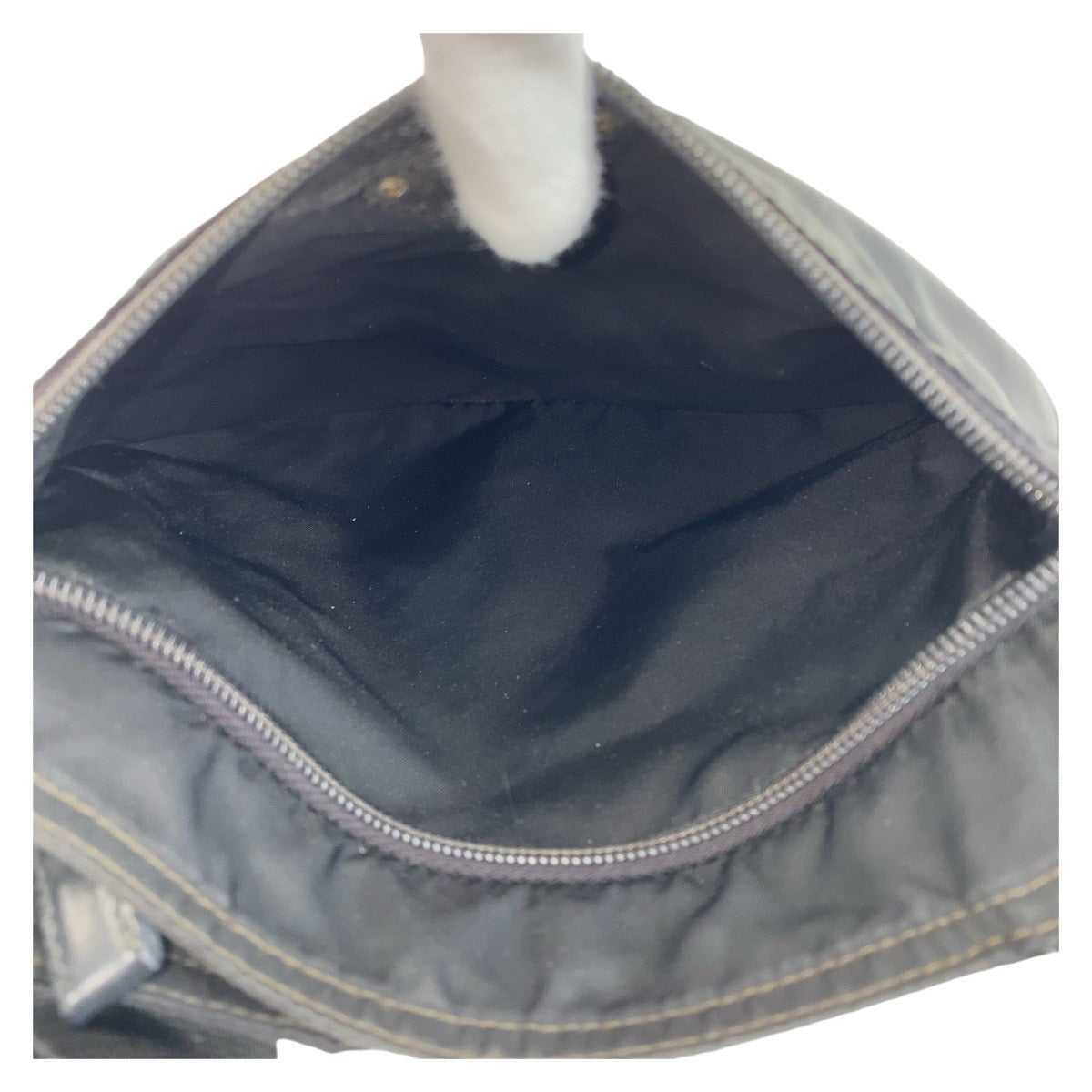 Prada Shoulder Bag Nylon Black Silvermetal Test Triangle With Logo