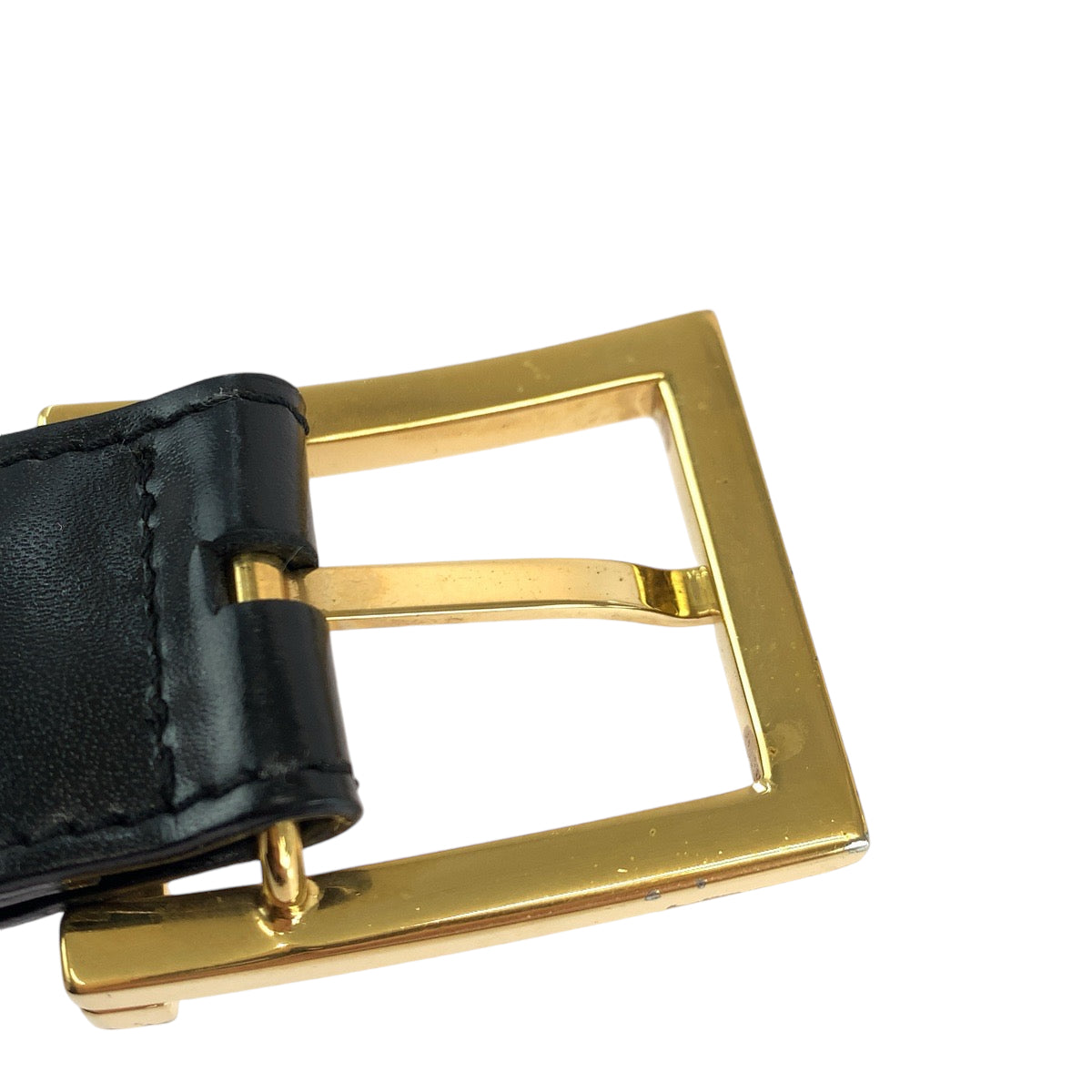 Bvlgari Belt Leather Black Square Buckle No Size (See Description)