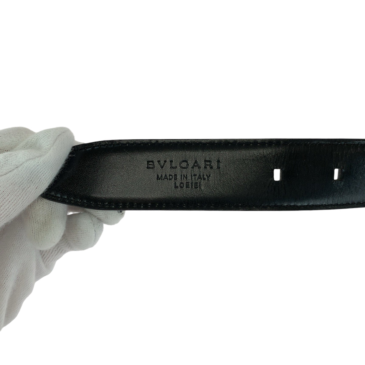 Bvlgari Belt Leather Black Square Buckle No Size (See Description)