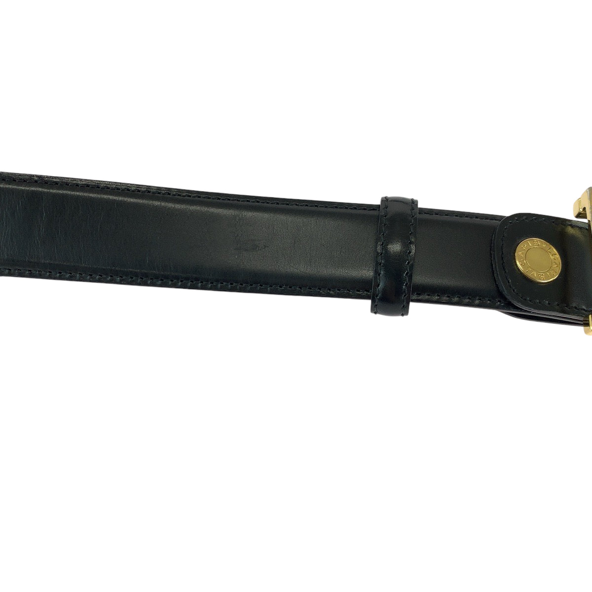 Bvlgari Belt Leather Black Square Buckle No Size (See Description)