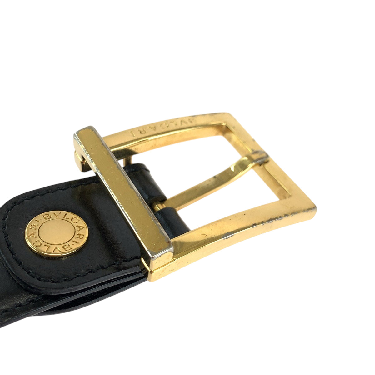 Bvlgari Belt Leather Black Square Buckle No Size (See Description)