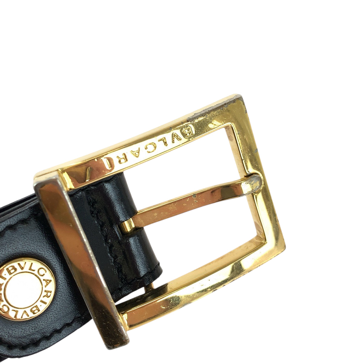 Bvlgari Belt Leather Black Square Buckle No Size (See Description)