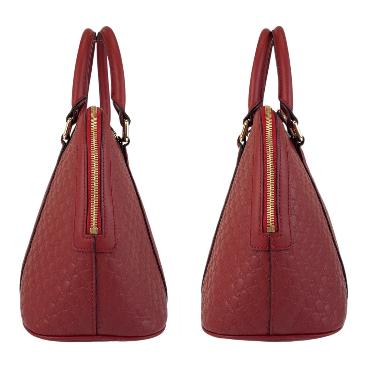 Gucci Handbag 449663 Leather Red Gold Metal Micro Guccisima