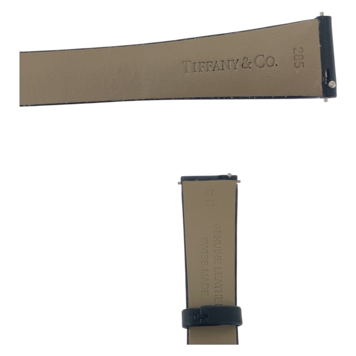 Tiffany&Co. Watches Leather Black Beige Silvermetal East West Mini