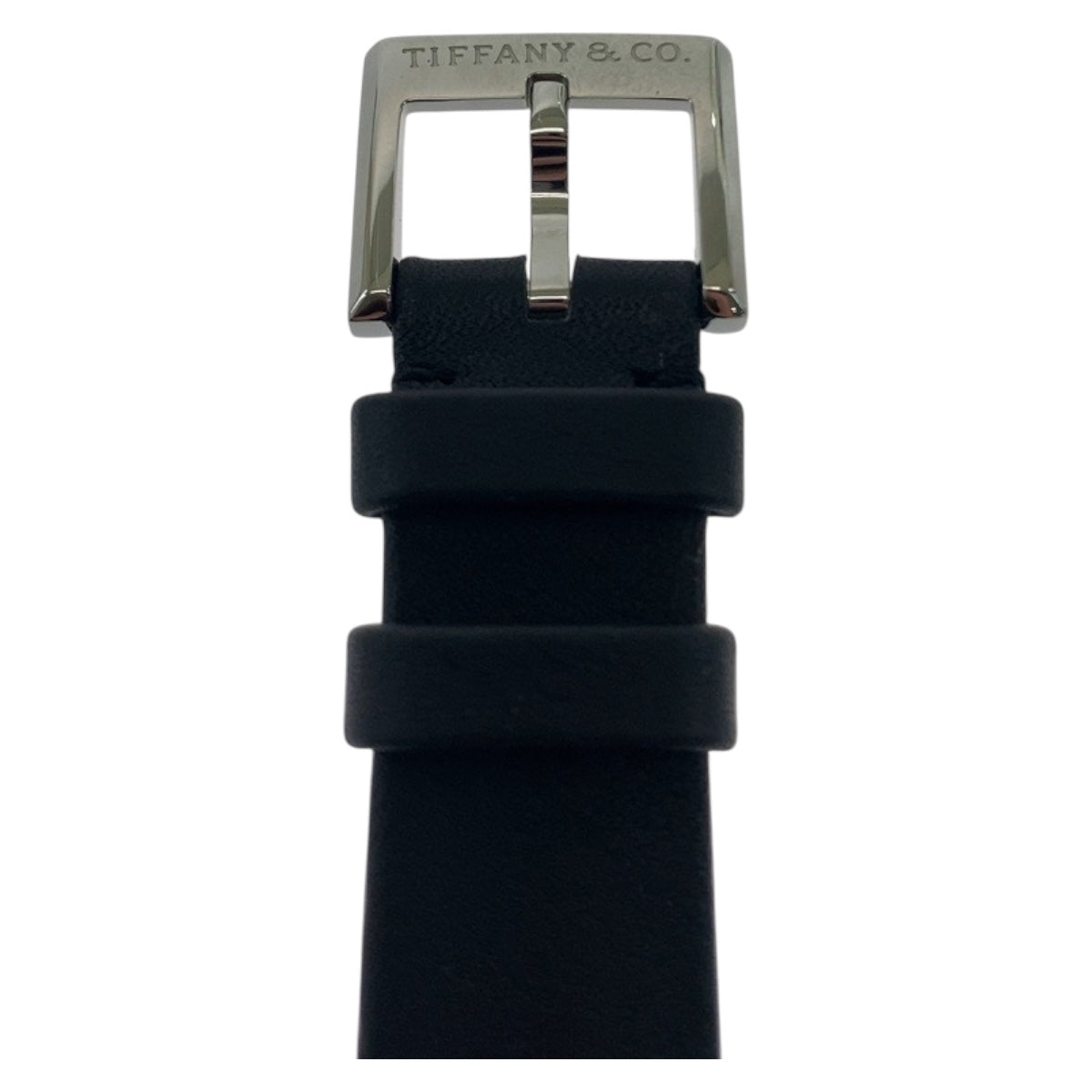 Tiffany&Co. Watches Leather Black Beige Silvermetal East West Mini