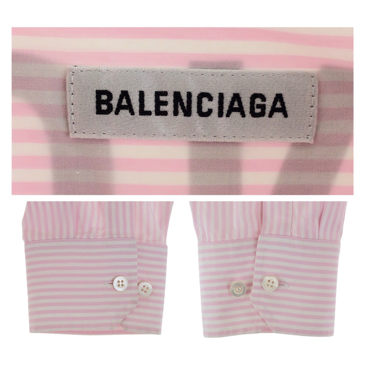 Balenciaga Long Sleeve Shirt Cotton Pink White 34