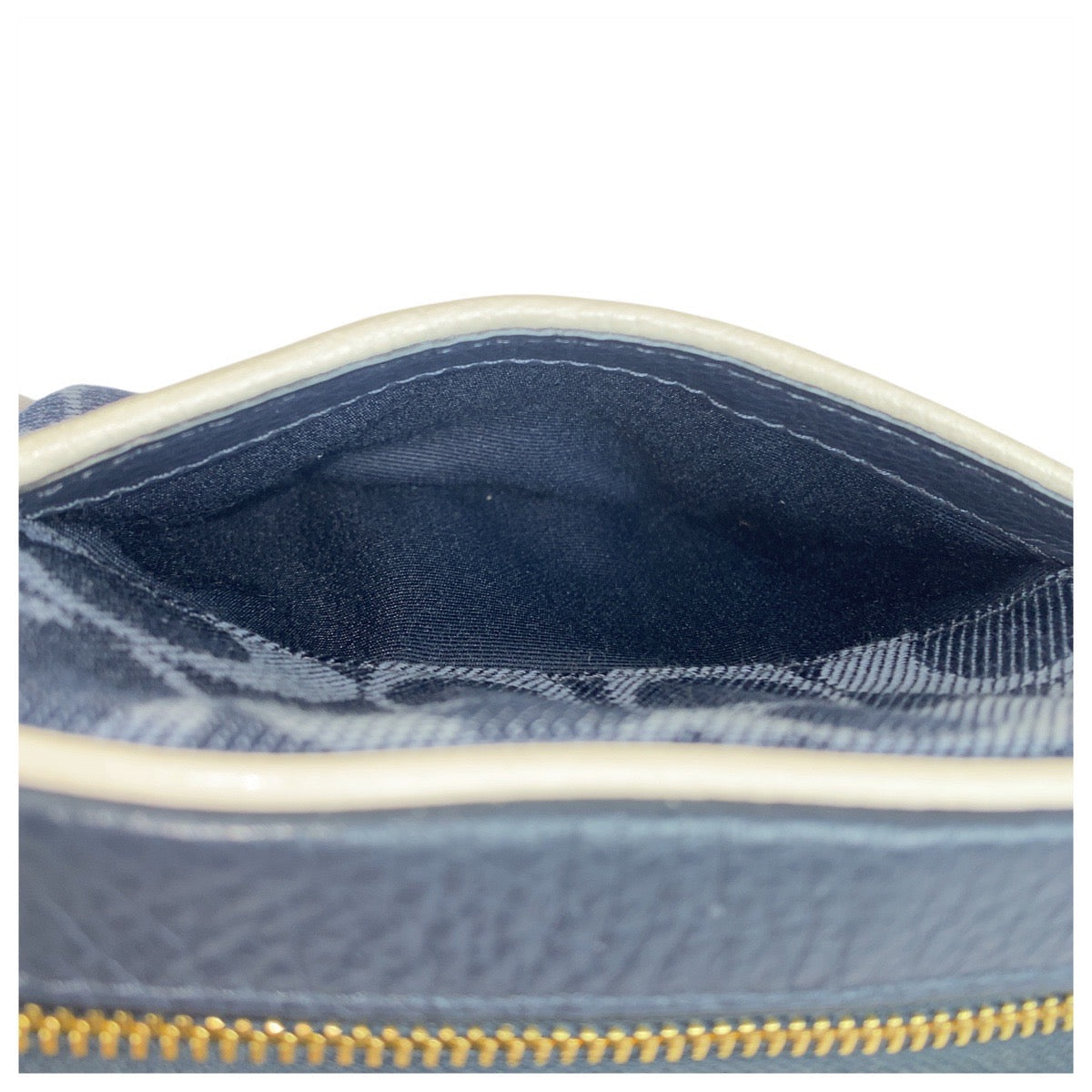Coach Shoulder Bag E2111-C4583 Canvas Navy White Gold Metal Signature