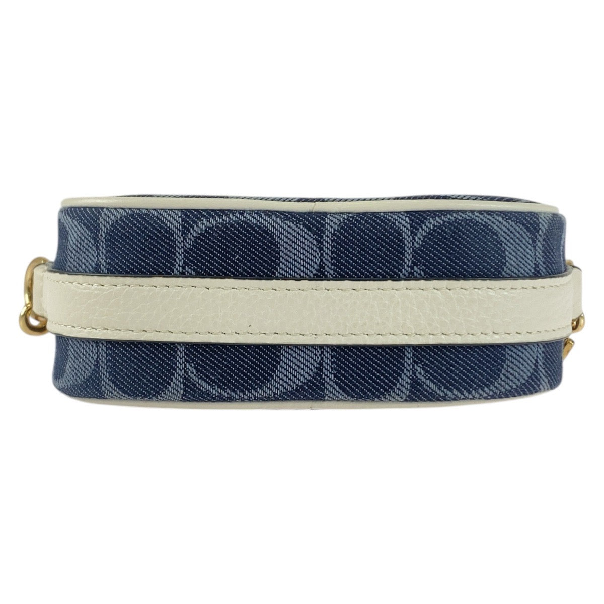 Coach Shoulder Bag E2111-C4583 Canvas Navy White Gold Metal Signature