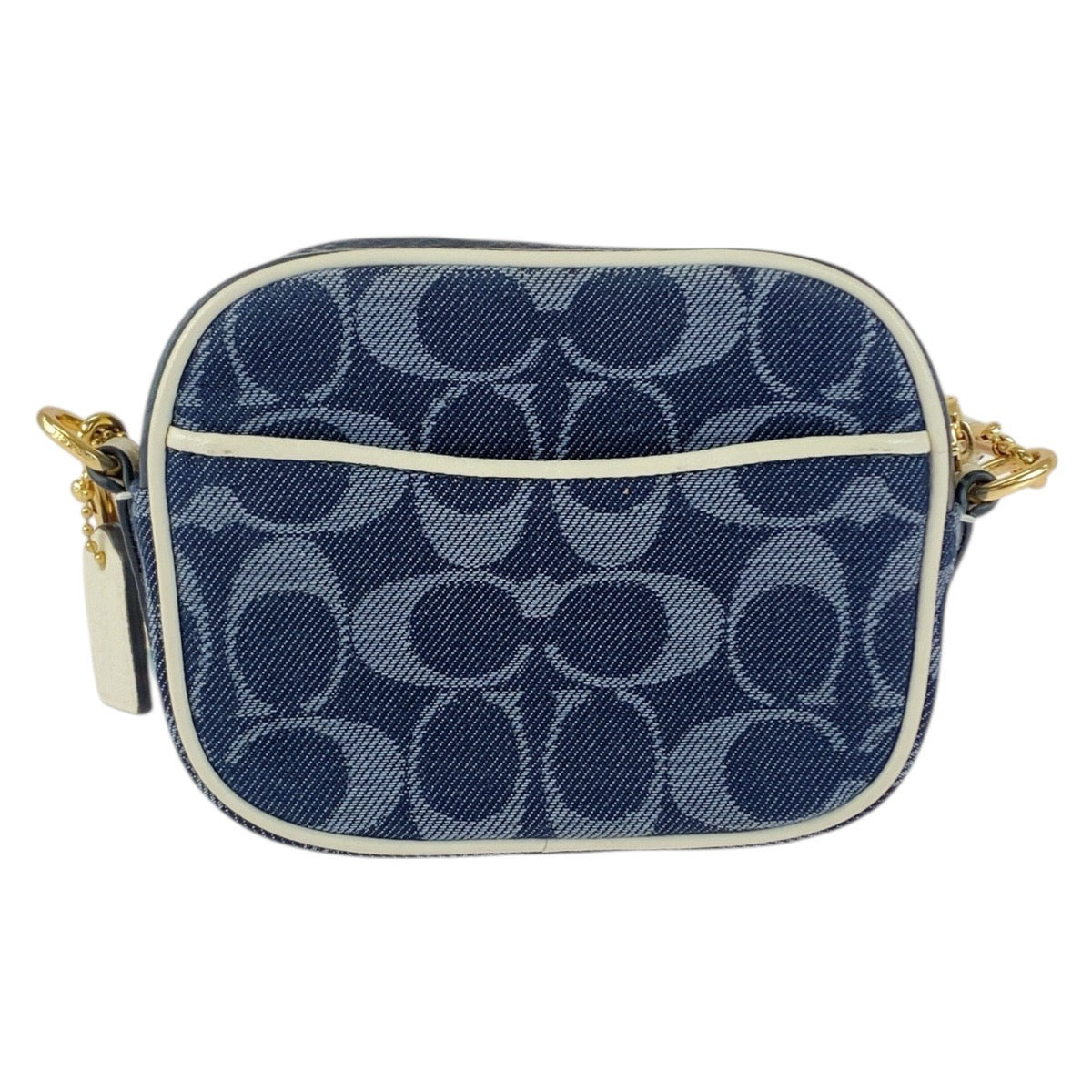 Coach Shoulder Bag E2111-C4583 Canvas Navy White Gold Metal Signature