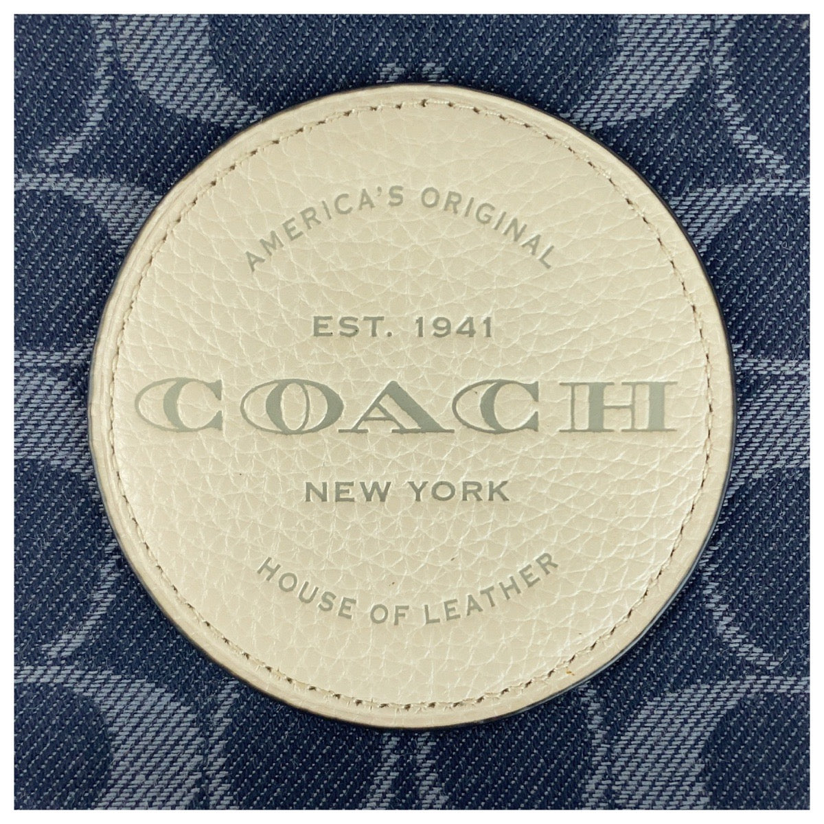Coach Shoulder Bag E2111-C4583 Canvas Navy White Gold Metal Signature
