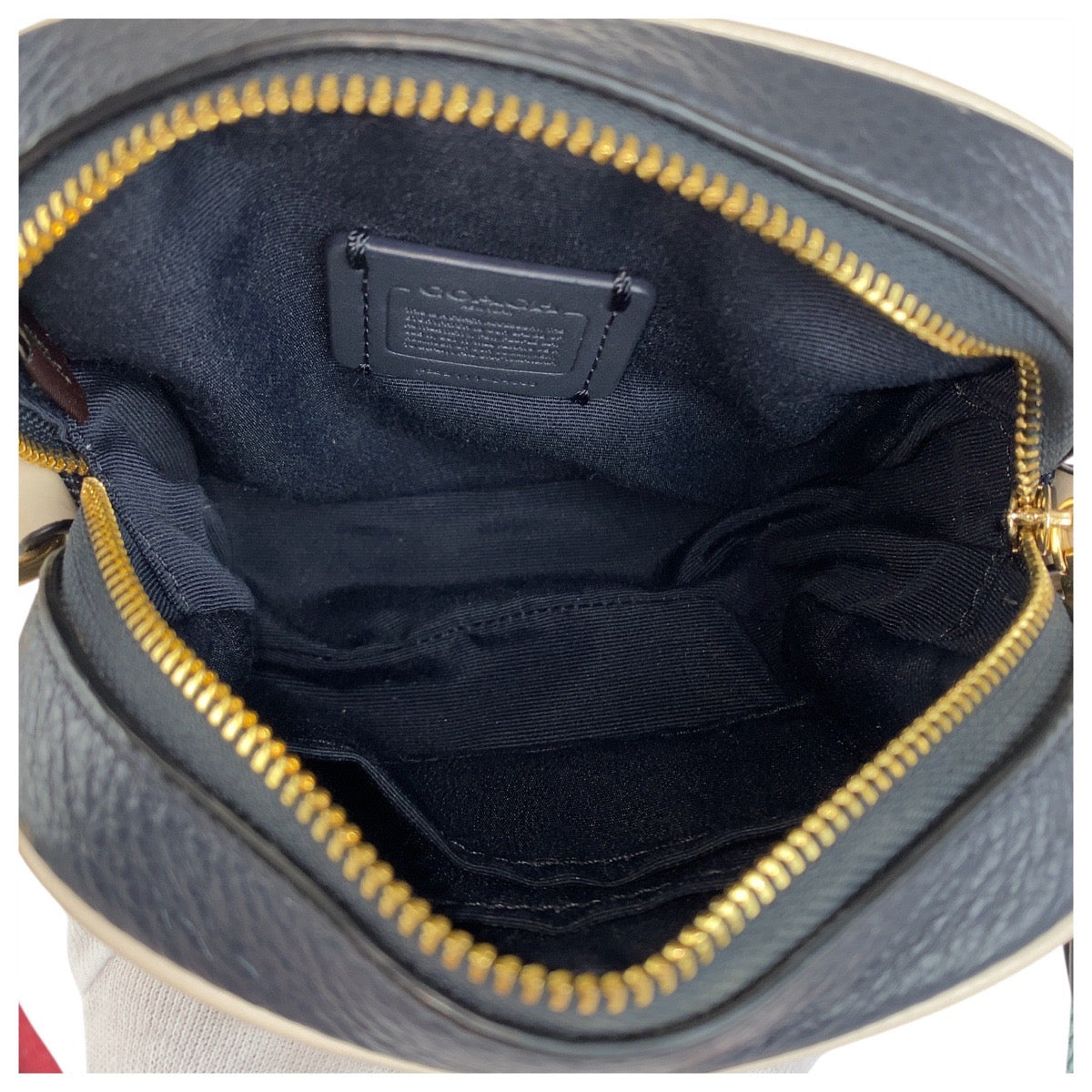 Coach Shoulder Bag E2111-C4583 Canvas Navy White Gold Metal Signature
