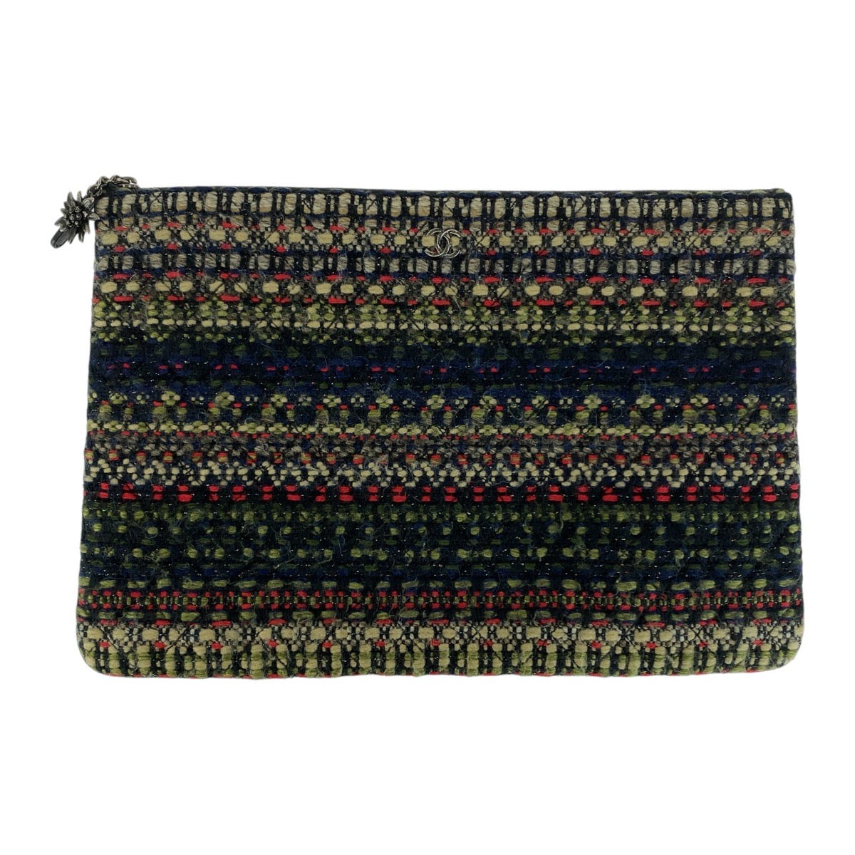 Chanel Clutch Bag Tweed Multicolor Coco Mark