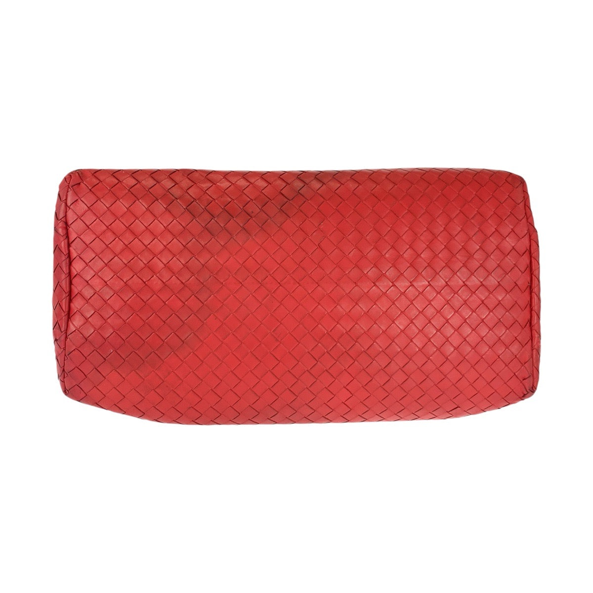 Bottegaveneta Handbag Leather Red Silver Metal Intrecciato Rome