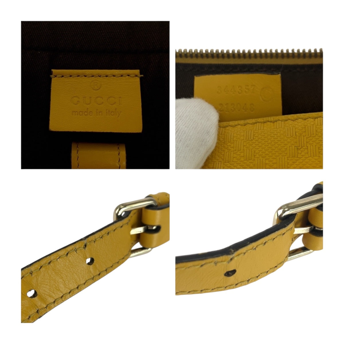 Gucci Business Bag 344357 Leather Yellow Silver Diamante