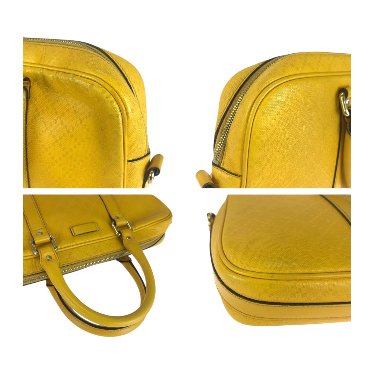 Gucci Business Bag 344357 Leather Yellow Silver Diamante