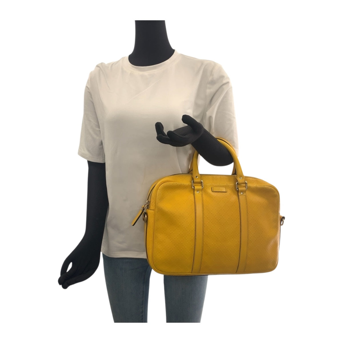 Gucci Business Bag 344357 Leather Yellow Silver Diamante