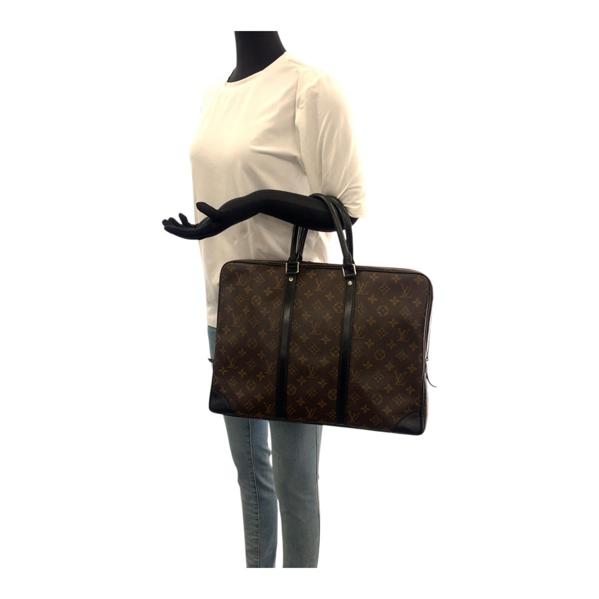 Louis Vuitton Business Bag M40225 Pvc Brown Black Silvermetal Monogram Macasa Port Documan Voyajaj