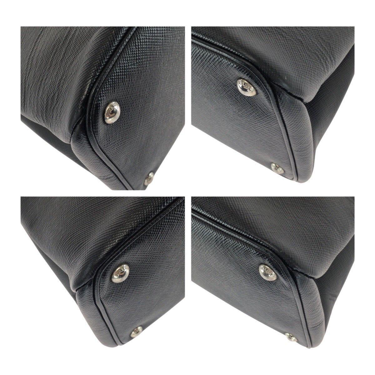 Prada Handbag Leather Black Red Silvermetal Safiano