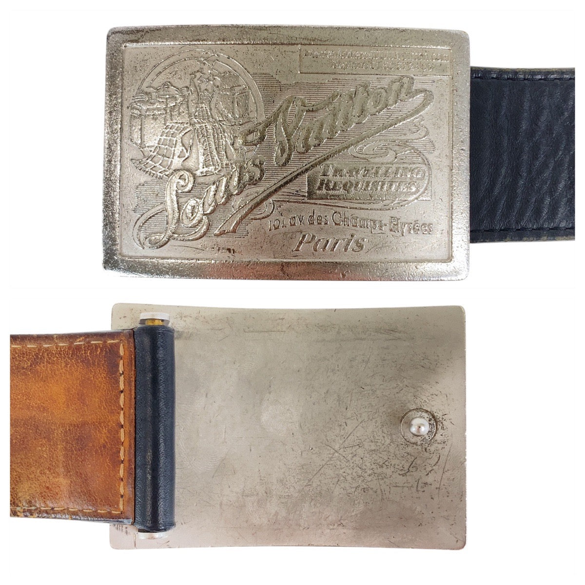 Louis Vuitton Belt M6812 Leather Black Santur Jeans Belt 38