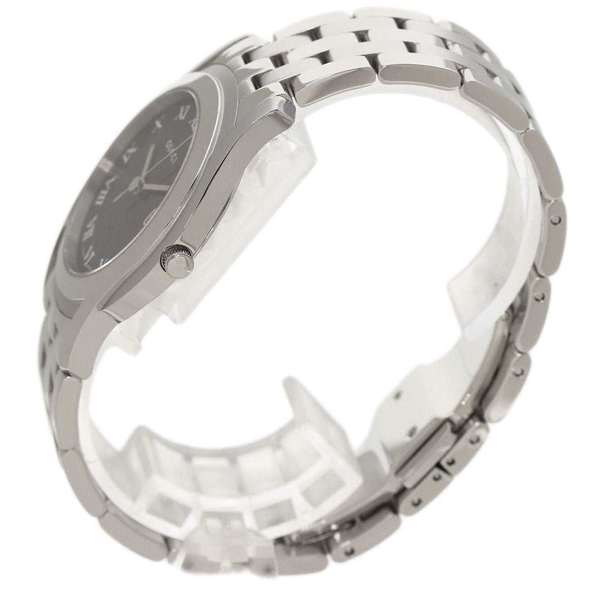 Gucci Watches Quartz 5500M Stainless Steel Silver Round Face Black Dial