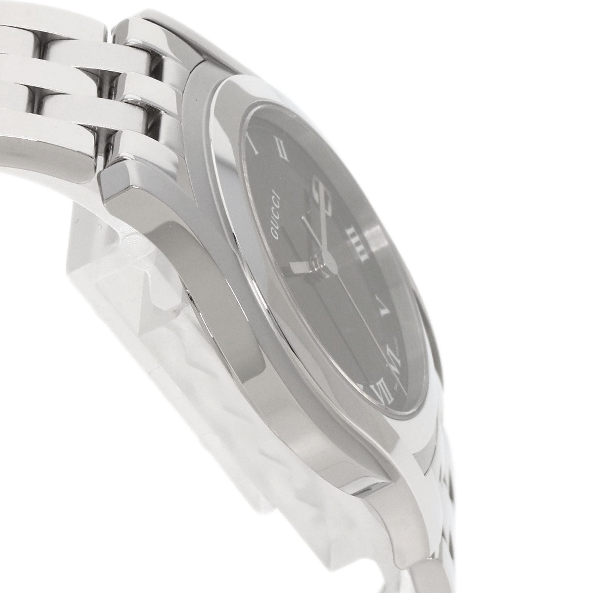 Gucci Watches Quartz 5500M Stainless Steel Silver Round Face Black Dial